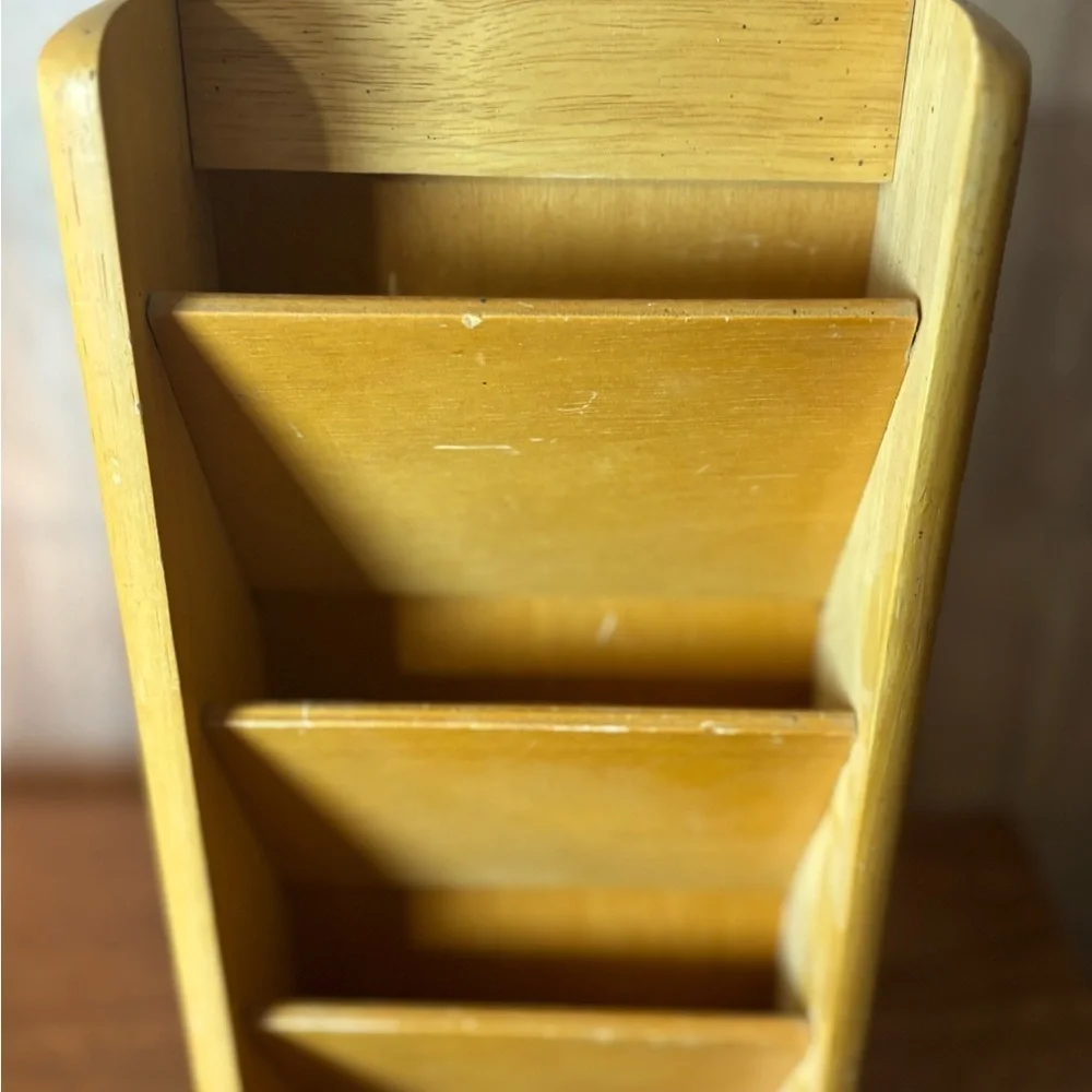 Vintage Wooden Wall Mail & Key Organizer in Light Honey